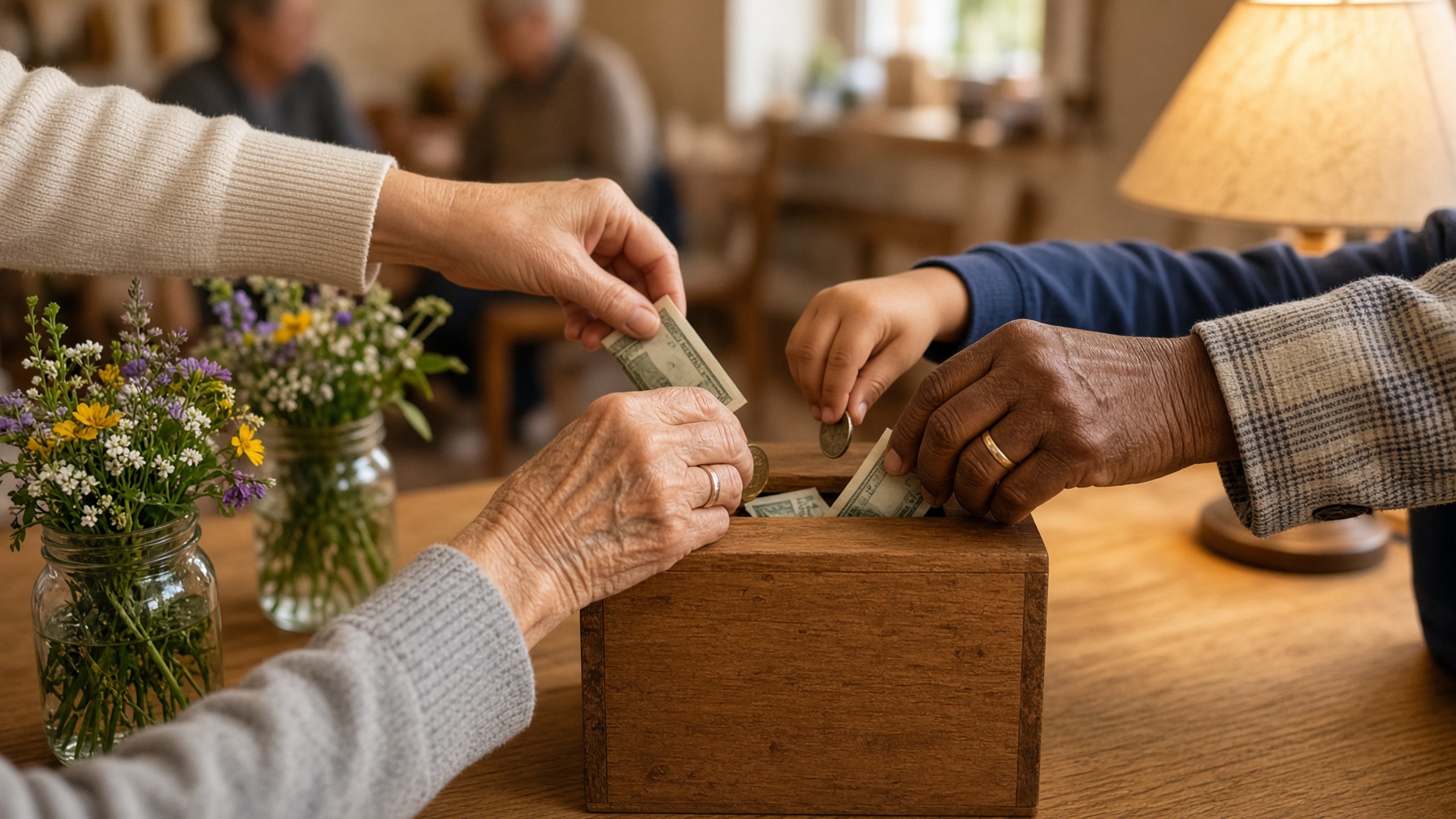 Neighbors contributing to a community gift